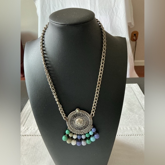 Turquoise Tone Silver Tone Necklace - Picture 3 of 4